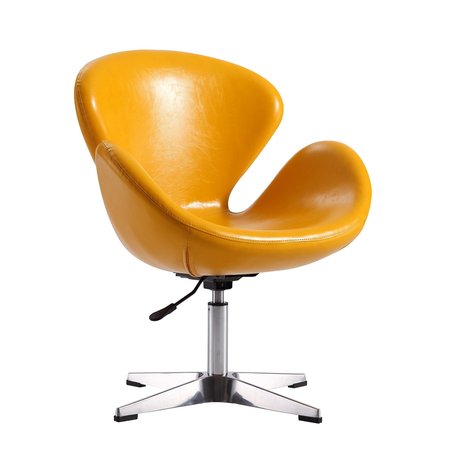 MANHATTAN COMFORT Raspberry Faux Leather Adjustable Swivel Chair in Yellow and Polished Chrome AC038-YL